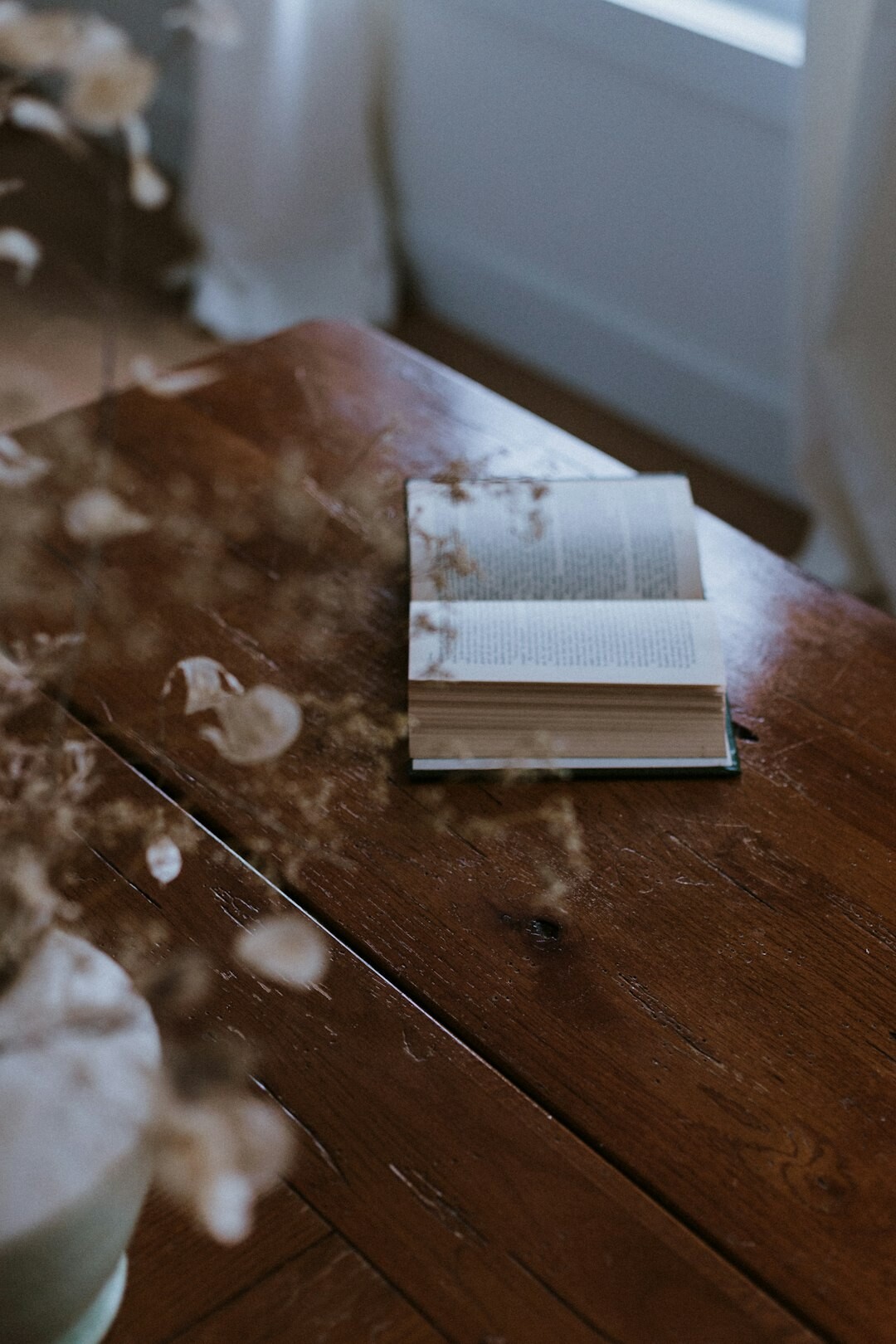 open mystery book on table